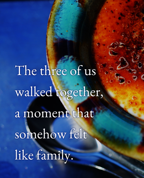 The three of us walked together, a moment that somehow felt like family.